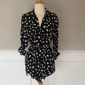 ZARA BLACK WHITE POLKA DOT TUNIC DRESS